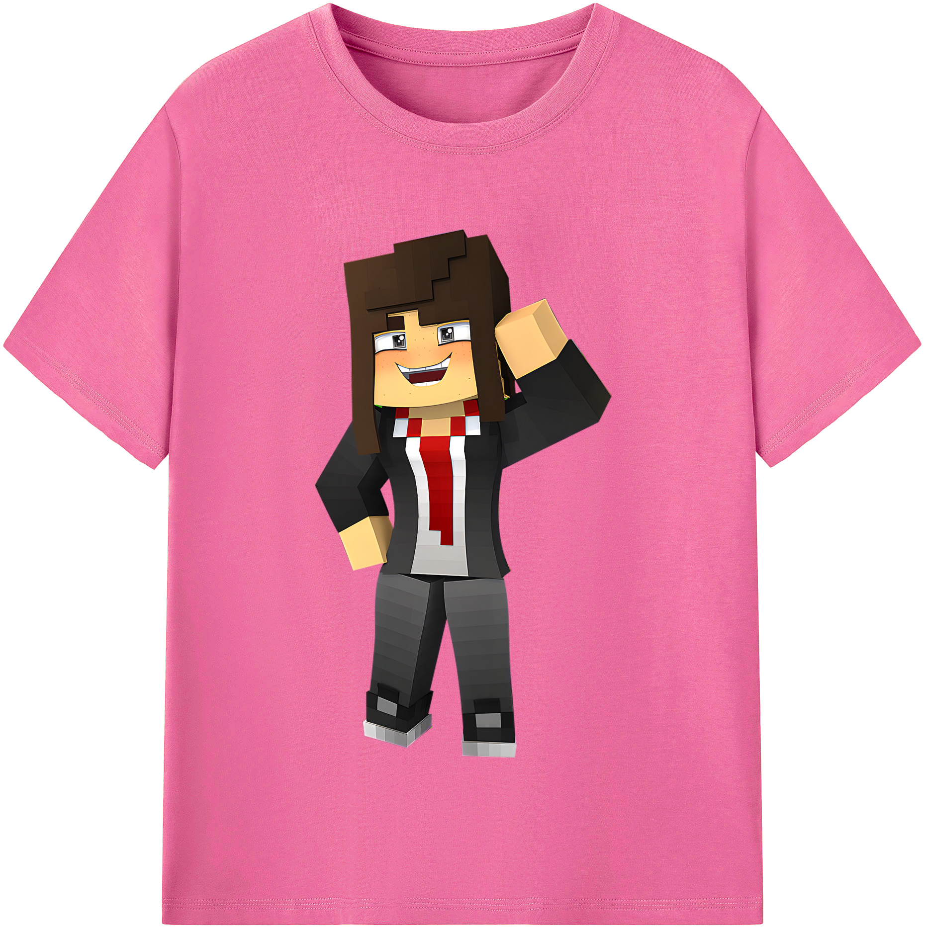 （画像用） マインクラフト ブロックの世界 Minecraft MC Block world レディースカジュアルプリントTシャツ（綿100％）